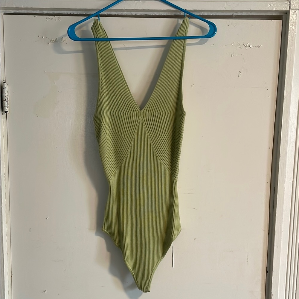 Abercrombie & Fitch Green Ribbed Bodysuit